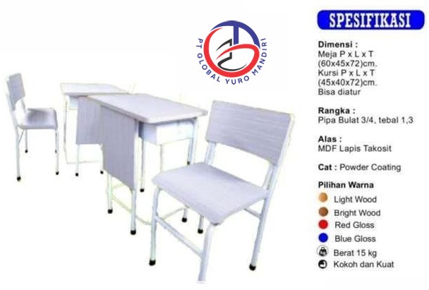 Meja dan Kursi Siswa Rangka Pipa Besi Bulat (Model Bisa Costum) - Gambar 12