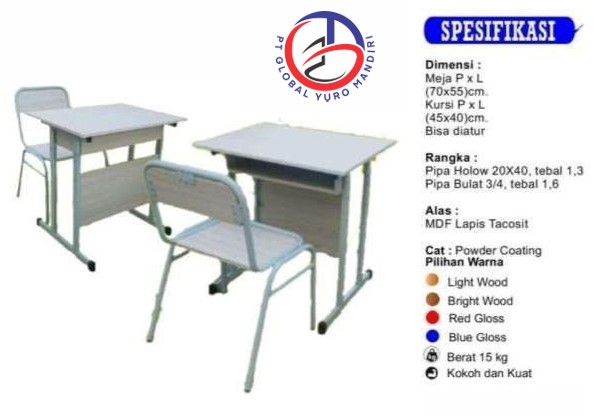 Meja dan Kursi Siswa Rangka Pipa Besi Bulat (Model Bisa Costum) - Gambar 11