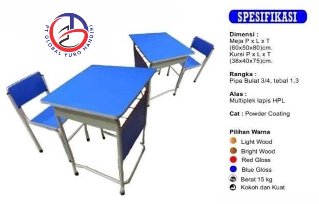 Meja dan Kursi Siswa Rangka Pipa Besi Bulat (Model Bisa Costum) - Gambar 10