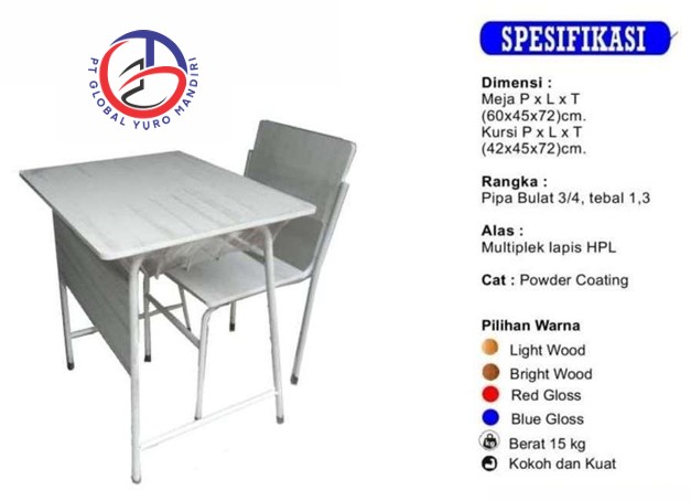 Meja dan Kursi Siswa Rangka Pipa Besi Bulat (Model Bisa Costum) - Gambar 7