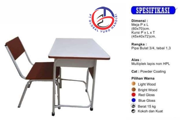 Meja dan Kursi Siswa Rangka Pipa Besi Bulat (Model Bisa Costum) - Gambar 9
