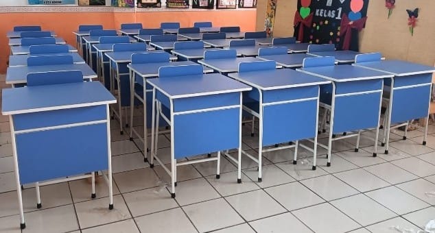 Meja dan Kursi Siswa Rangka Pipa Besi Bulat (Model Bisa Costum) - Gambar 4